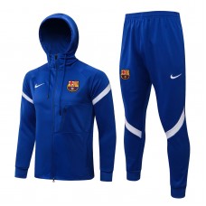 2021-22 FC Barcelona Blue Hooded Presentation Soccer Tracksuit