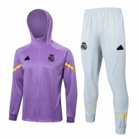24-25 Real Madrid Mens Purple Hooded Presentation Tracksuit