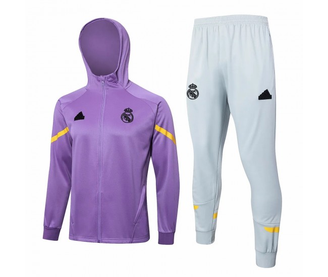 24-25 Real Madrid Mens Purple Hooded Presentation Tracksuit