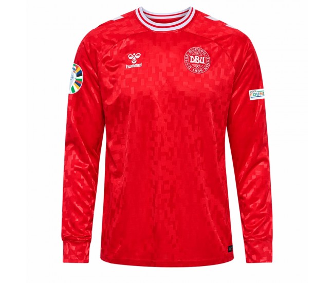 Euro 2024 Denmark Mens Home Long Sleeve Jersey