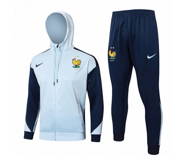 24-25 France National Team Mens White Training Hooded Presentation Tracksuit